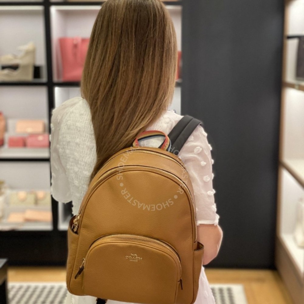 Coach Court Backpack Brown Pebbled Leather Gem